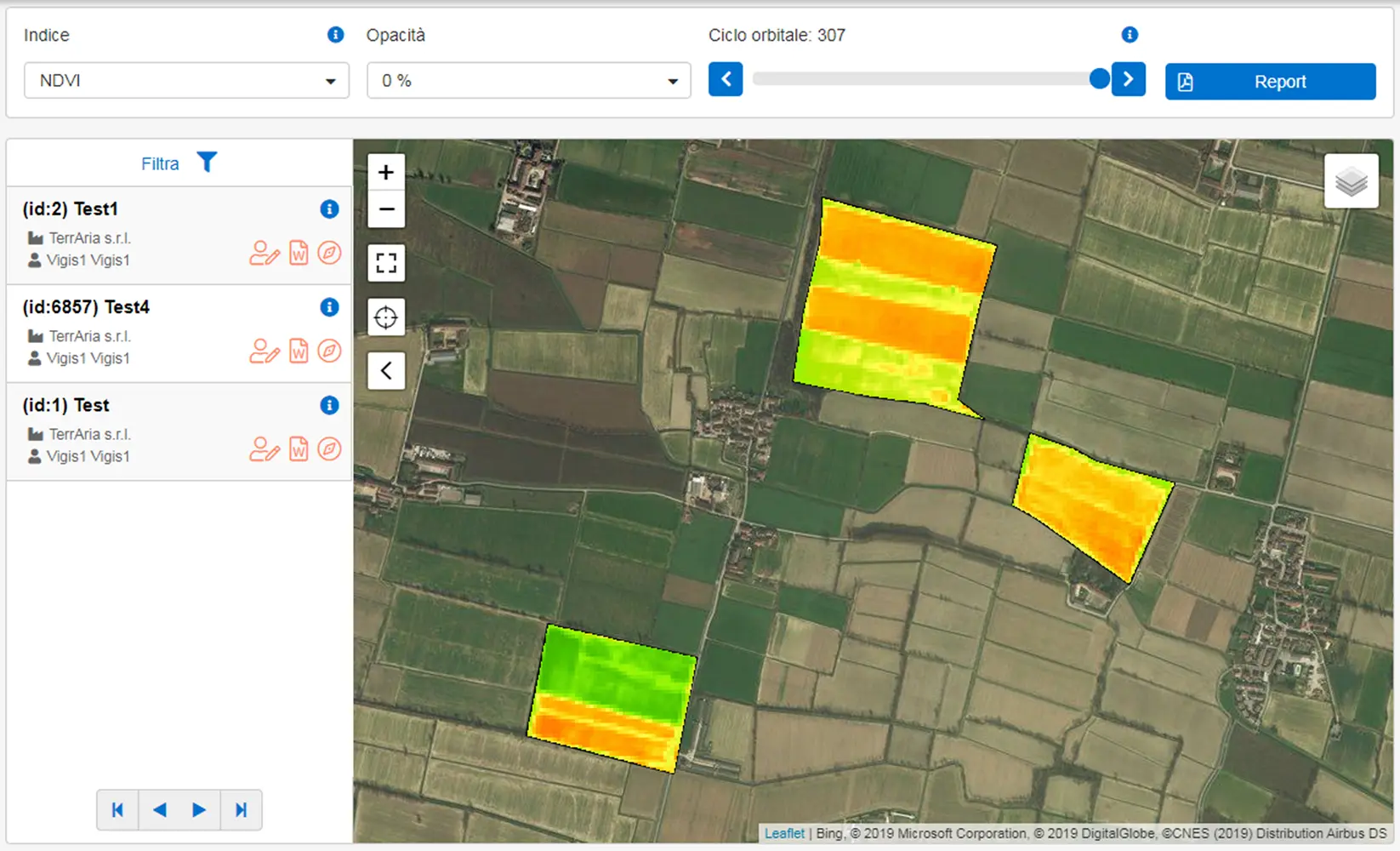 Support platform and satellite monitoring of agricultural fields